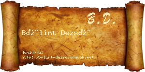 Bálint Dezső névjegykártya